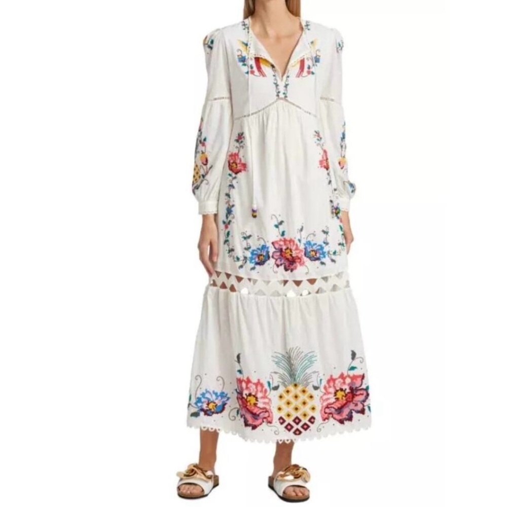 Farm Rio Macaw Embroidered Maxi Dress XL